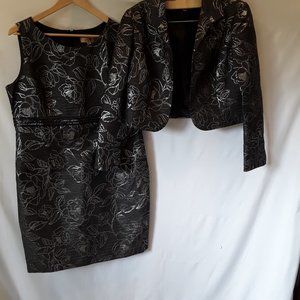 NWT-Kasper black metallic silver dress set